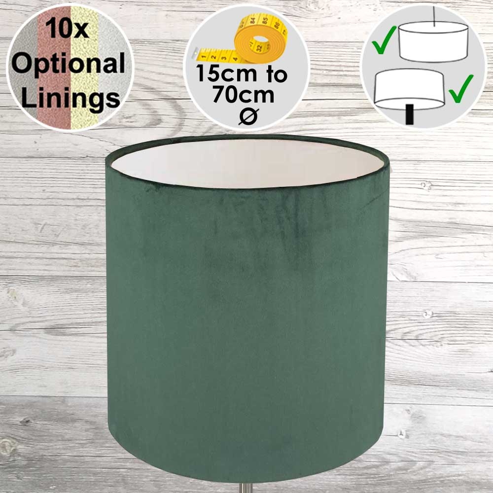 Tall Drum Lampshade Forest Velvet